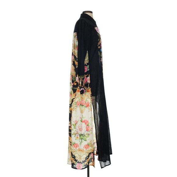Aratta Floral Embroidered Black Maxi Long Sheer Kimono XS/S Duster Dress - Picture 11 of 17
